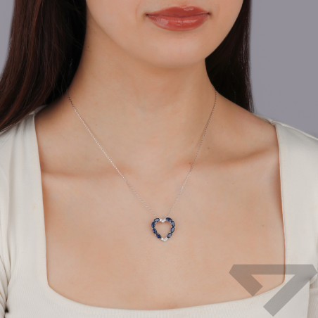 Naszyjnik srebrny serce z c.niebieskimi cyrkoniami/anker TB 19893 próba 925