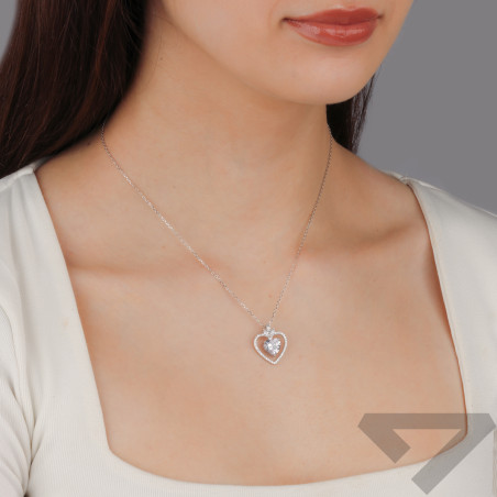 Naszyjnik srebrny serce z cyrkoniami/anker TB 22247 próba 925