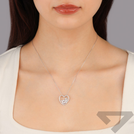 Naszyjnik srebrny serce z białymi cyrkoniami/anker TB 21848 próba 925