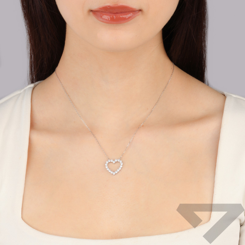 Naszyjnik srebrny serce ramka z cyrkoniami/anker TB 22240 próba 925
