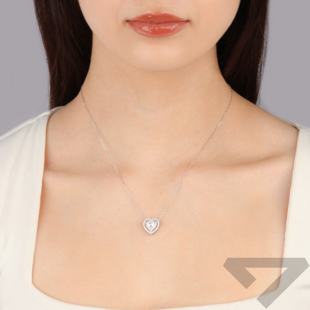 Naszyjnik srebrny serce z białymi cyrkoniami/anker TB 22632 próba 925