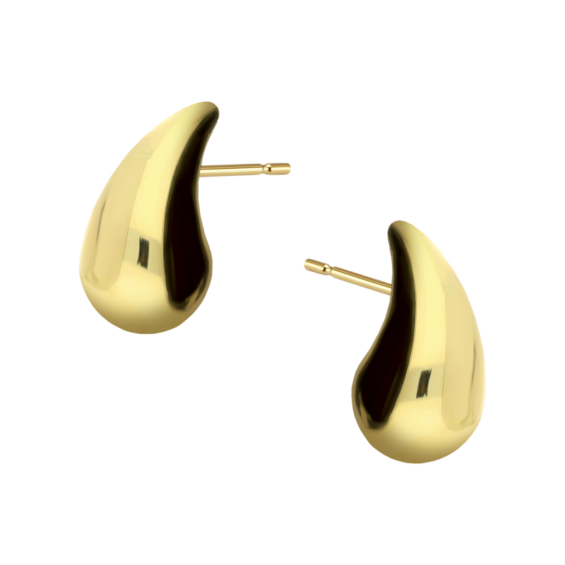 Kolczyki pozłacane kropla 3D zapinane na sztyft