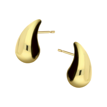 Kolczyki pozłacane kropla 3D zapinane na sztyft