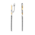 Kolczyki wiszące srebrne pałki z białymi cyrkoniami ze złotą blaszką na zapięciu