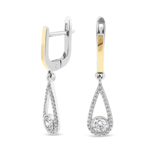 Kolczyki srebrne kropla z białymi cyrkoniami i złota blaszka/ang.zap. PX 887_AU375 blaszka gold