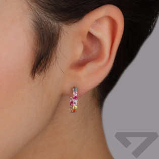 Srebrne kolczyki kółka z cyrkoniami pr. 925 - JubilerSezam.pl