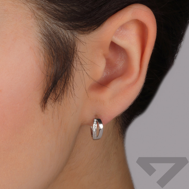 Srebrne kolczyki kółka z cyrkoniami pr. 925 - JubilerSezam.pl