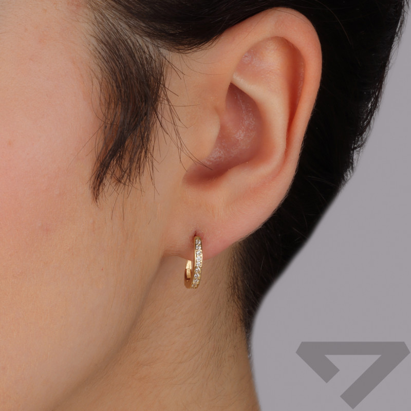 Kolczyki złote przecinki z białymi cyrkoniami próba 585