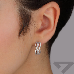 Kolczyki srebrne fala z białymi cyrkoniami/ang.zap. AT877 próba 925