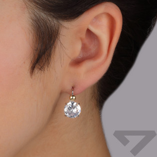 Kolczyki srebrne z cyrkonią i złotą kulką/ang.zap. BM 1010-A_AU375 blaszka gold