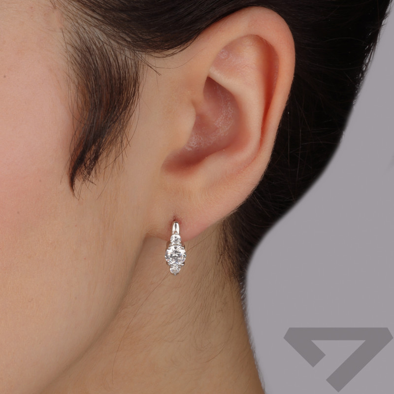 Kolczyki srebrne z białymi cyrkoniami/ang.zap. AT869 próba 925