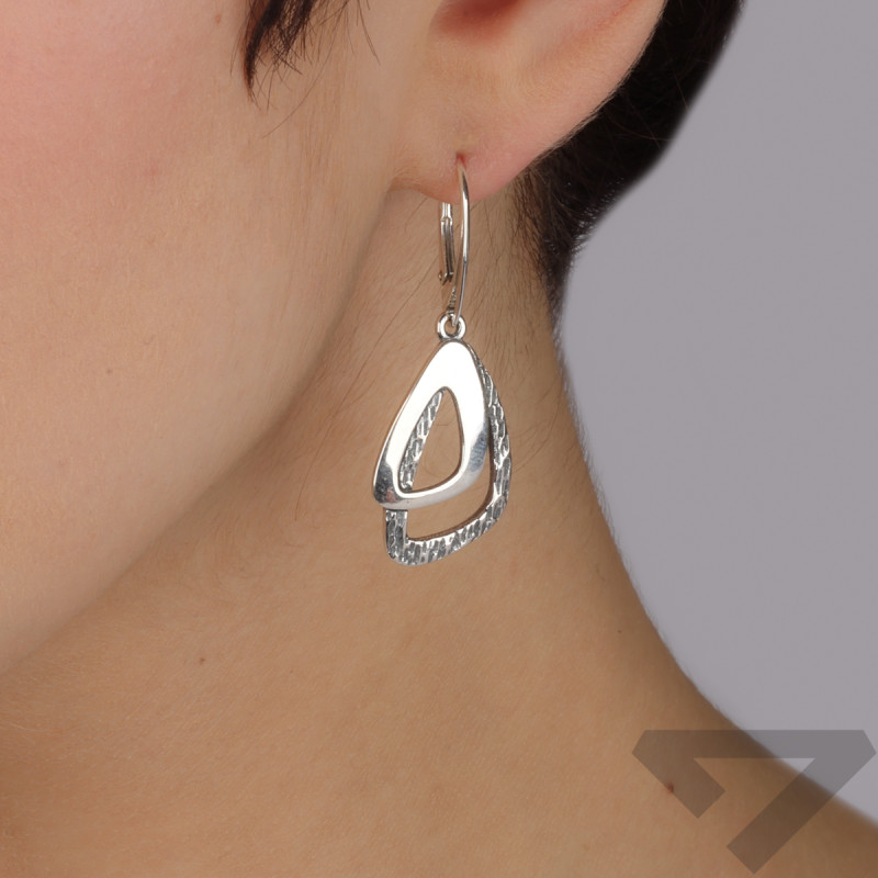 Kolczyki srebrne obły trójkąt gładki i tłoczony/big.zam. SZ353-1 próba 925