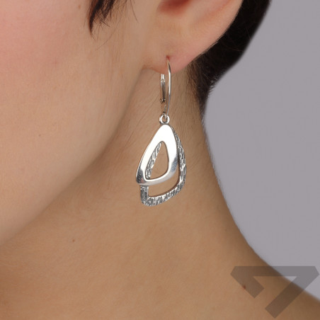 Kolczyki srebrne obły trójkąt gładki i tłoczony/big.zam. SZ353-1 próba 925