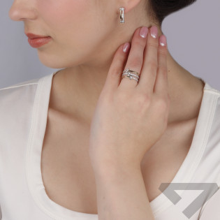 Kolczyki srebrne rząd cyrkonii i złota blaszka/ang.zap. BM 1414_AU375 blaszka gold