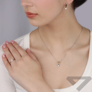 Pierścionek srebrny Soliter biała cyrkonia i złota blaszka GR 4ł BM 2016_AU375 blaszka gold