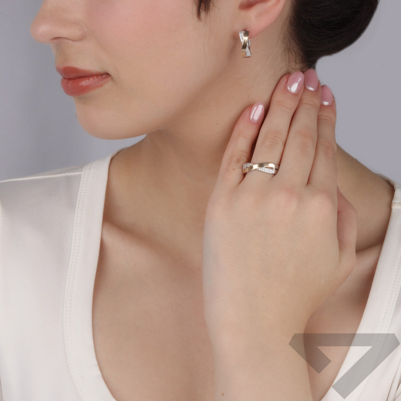 Kolczyki srebrne złota blaszka i cyrkonie/ang.zap. PX G0047_AU375 blaszka gold