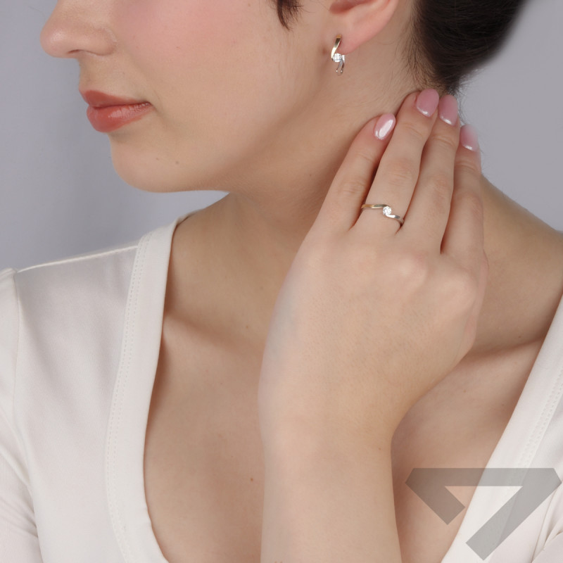 Kolczyki srebrne Mariage z cyrkonią i złotą blaszką/ang.zap. BM 1415_AU375 blaszka gold