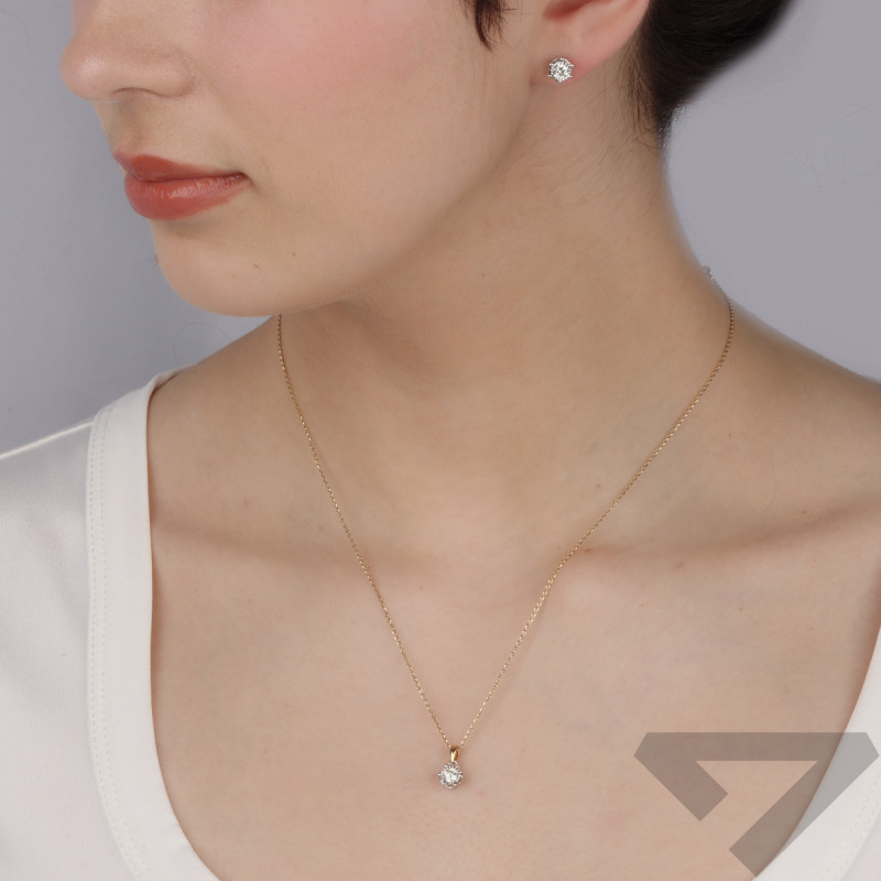 Kolczyki złote z diamentem 0,37ct/sztyft AW 88312 YW-0,37-1 próba 585