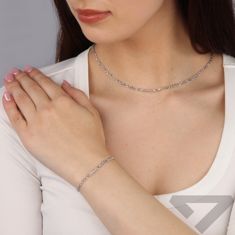 Łańcuszek splot typu kulki DNA srebro 925