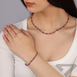 Bransoleta złota z rubinami i grawerowanymi kulkami VJ 339 rubin próba 585