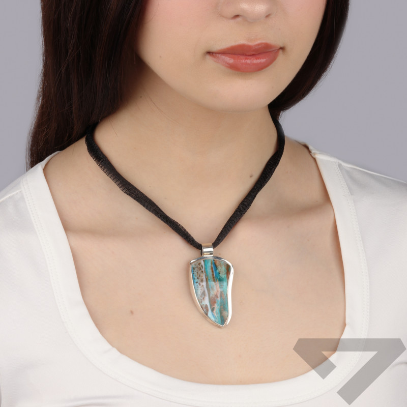 Srebrny Naszyjnik z Opalem Chile pr. 925 - JubilerSezam.pl