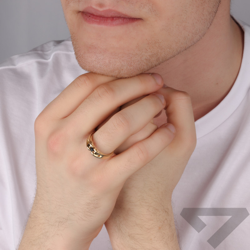 Sygnet złoty z czarnym diamentem LC KR39180 BDY próba 585