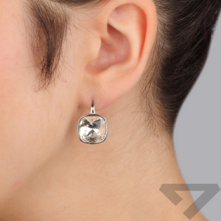 Kolczyki srebrne z kwadratowym białym kryształem/big.zam. HS SWASQ15x15-C próba 925