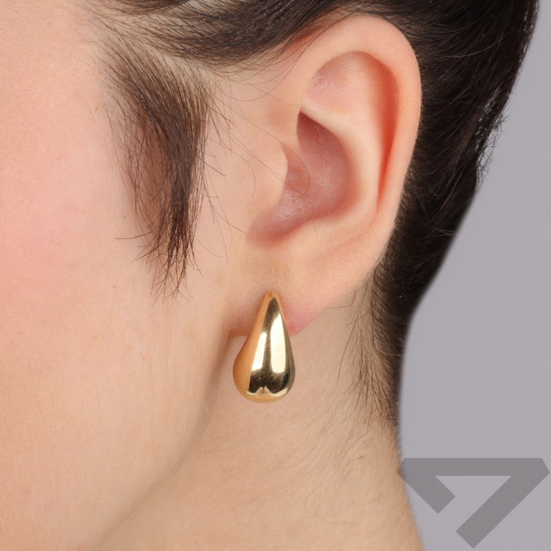 Kolczyki pozłacane kropla 3D zapinane na sztyft