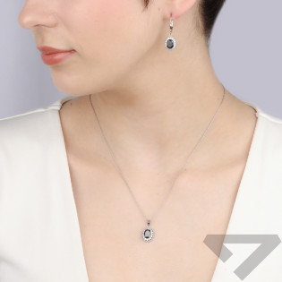 Srebrny Komplet z Czarną Cyrkonią pr. 925 - JubilerSezam.pl