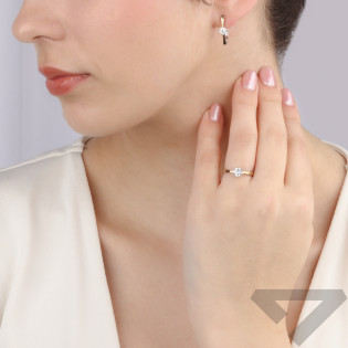 Pierścionek srebrny z białą cyrkonią i złotą blaszką BM 2017_AU375 blaszka gold