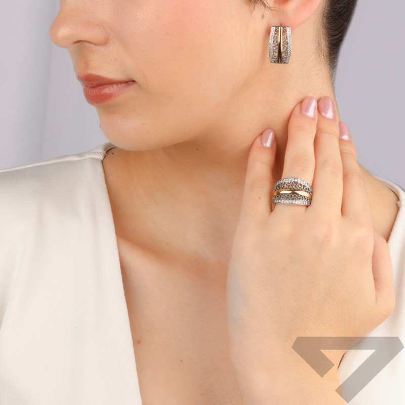 Kolczyki srebrne złota blaszka i ażurowe boki/ang.zap. PX 235_AU375 blaszka gold