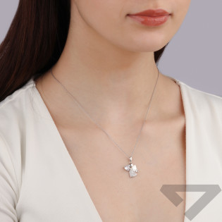 Medalik srebrny aniołek z białymi cyrkoniami HS2061 próba 925