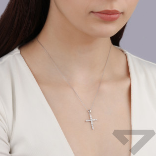 Krzyżyk srebrny z cyrkoniami w formie bagiet HS2032 próba 925
