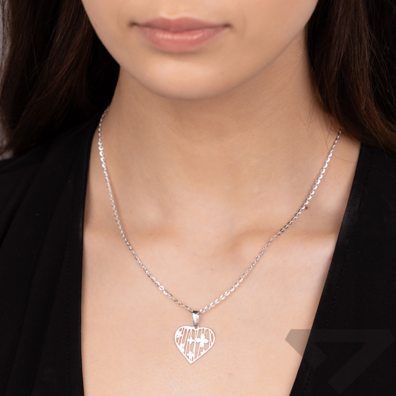 Serduszko srebrne z kwiatkami i paskami JZ 10224620 próba 925