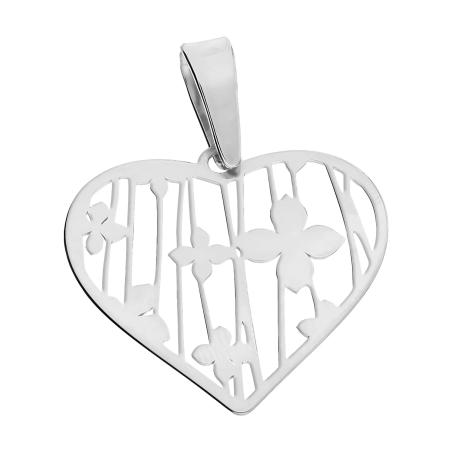 Serduszko srebrne z kwiatkami i paskami JZ 10224620 próba 925