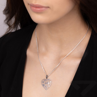 Serduszko srebrne ażurowe z paskami i kwiatkami JZ 10224620 duży próba 925