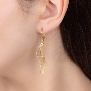 Pozłacane kolczyki srebrne listki pr. 925 - JubilerSezam.pl