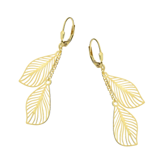 Pozłacane kolczyki srebrne listki pr. 925 - JubilerSezam.pl