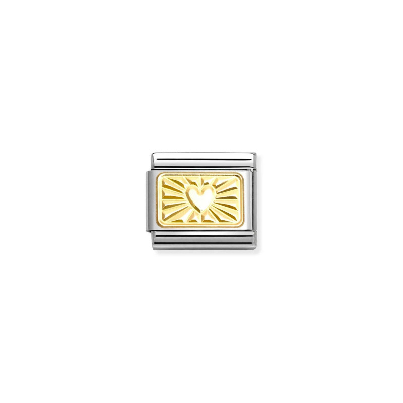 Nomination Element 18K Blaszka diamentowana z sercem Gold