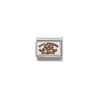 Element do bransoletki Nomination Composable Rose Bratnie dusze 430111 09 stal i złoto 9 karat