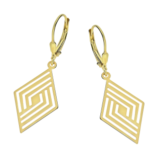 Kolczyki pozłacane ażurowy romb z paskami/big.zam. JZ 10096110 próba 925