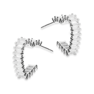 Kolczyki srebrne niepełne serce z białymi cyrkoniami/sztyft AT744 ROD próba 925