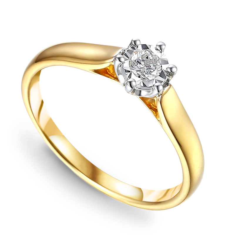 Pierścionek z białego złota SOLITER Magic 6ł-0,04ct AW 83527 YW próba 585