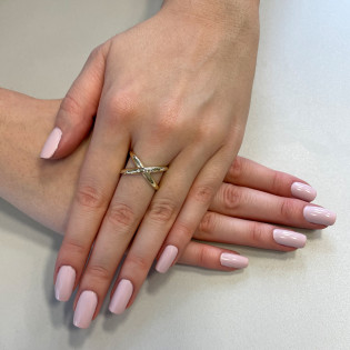 Pierścionek złoty motyw X z białymi cyrkoniami AR XCFUR0365-FCZ próba 375