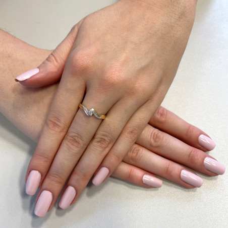 Pierścionek zaręczynowy z białymi diamentami AW 58001 YW-0,08 próba 585