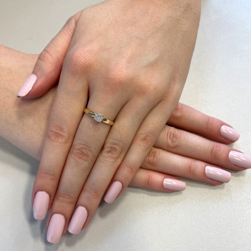 Pierścionek zaręczynowy z białym diamentem AW 61617 YW próba 585