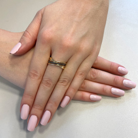 Pierścionek zaręczynowy LINE z czarnymi diamentami AW 80423 Y BLACK próba 585