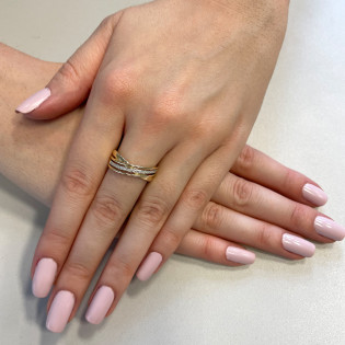 Pierścionek zaręczynowy LINE z białymi diamentami 1R-0,09ct AW 80423 próba 585