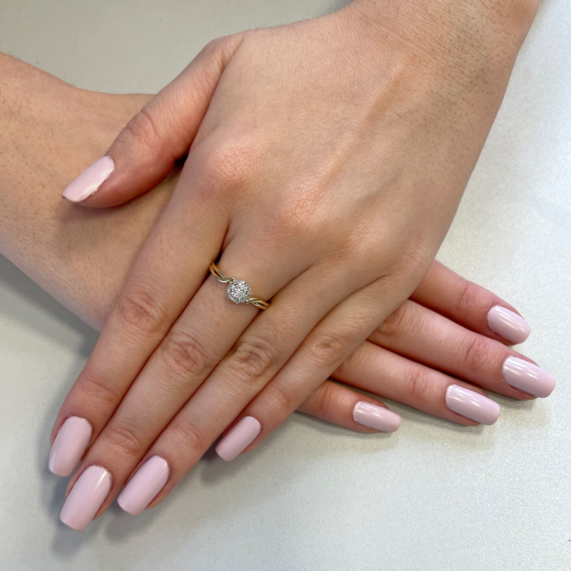 Pierścionek zaręczynowy z białymi diamentami w kole LC AR1756 Y Mariage próba 585