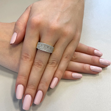 Pierścionek zaręczynowy z białymi diamentami bagietami LC CR41333 Y próba 585